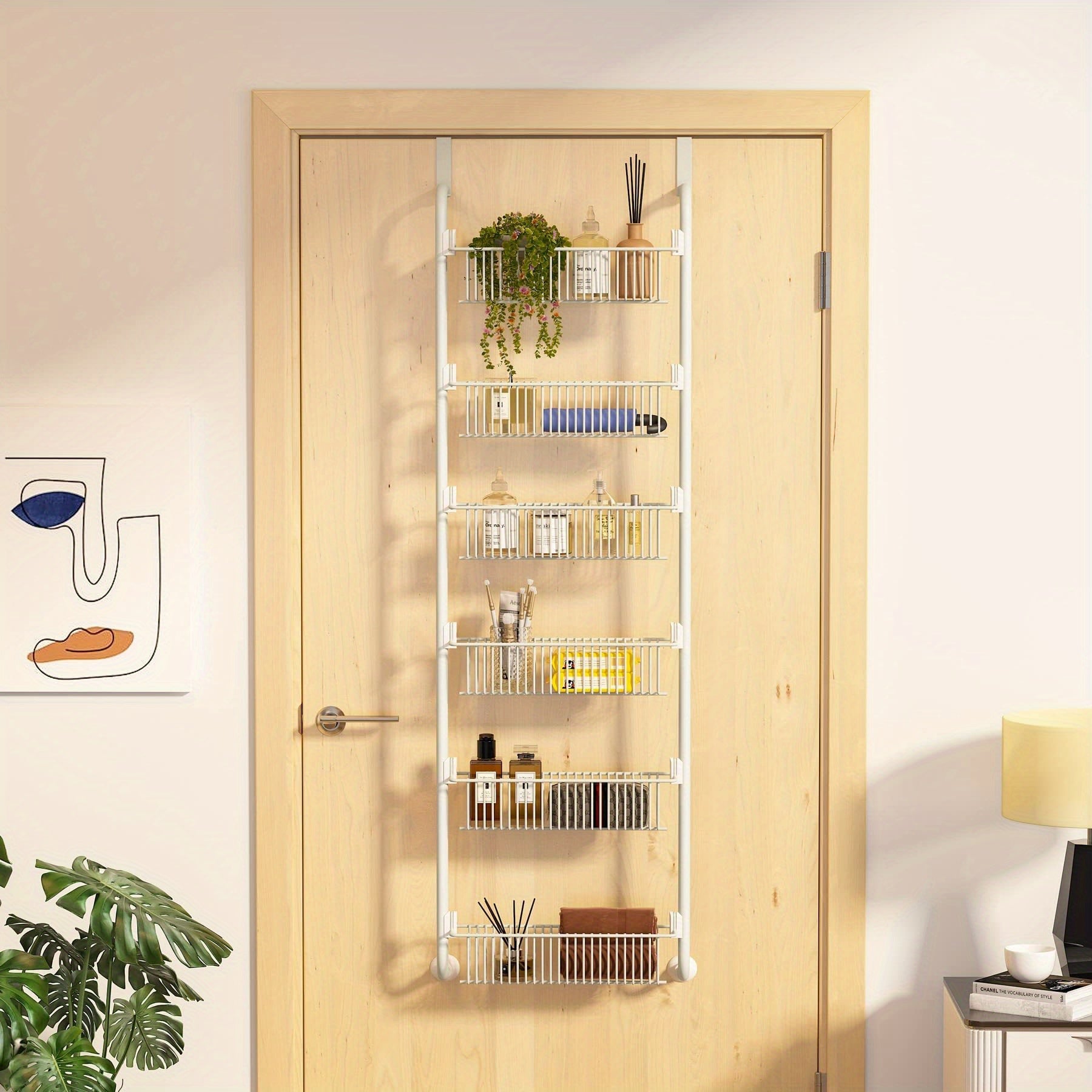 6-Tier Over-the-Door Pantry Organizer with Baskets, Metal Storage for Kitchen