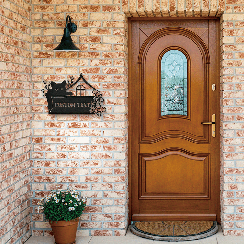 Personalized Metal House Number Sign Art Deco Door Hanger Custom Text Wall Decor for Home Entrance