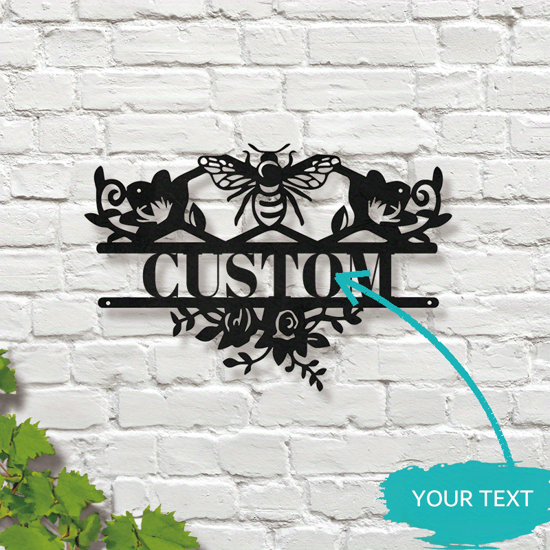 Shaxsiylashtirilgan Metall Eshik Tashuvchisi Belgisi - Vintage Arı va Gullar Dizayni bilan - Uy va Ofis Dekoriga Moslashtirilgan, 14+ Yoshlar uchun Mukammal