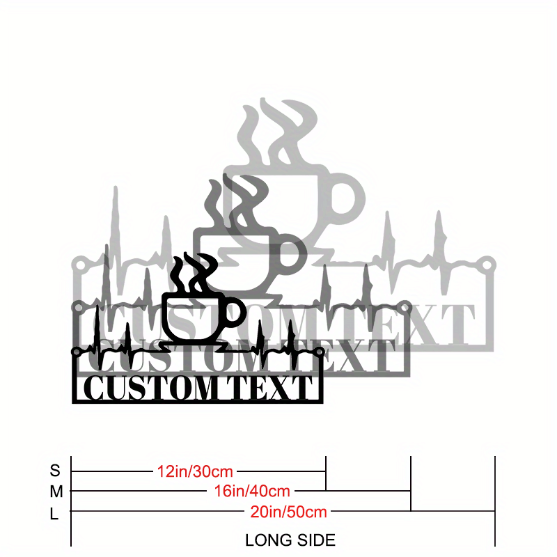 Personalized Metal Door Hanger Coffee Cup Heartbeat Design Wall Decor for Home Office Cafe