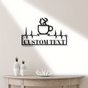 Personalized Metal Door Hanger Coffee Cup Heartbeat Design Wall Decor for Home Office Cafe