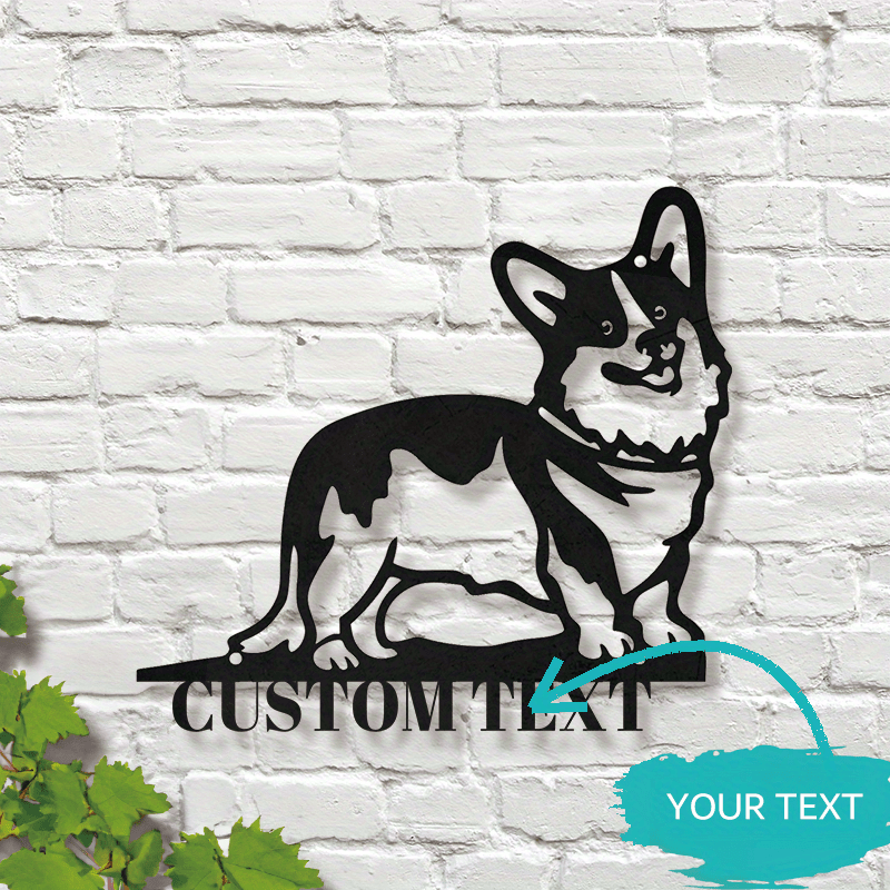 Metal devor san'ati, vintage qora rangda maxsus Corgi dizayni bilan, uy va bog' dekoratsiyasi uchun mukammal