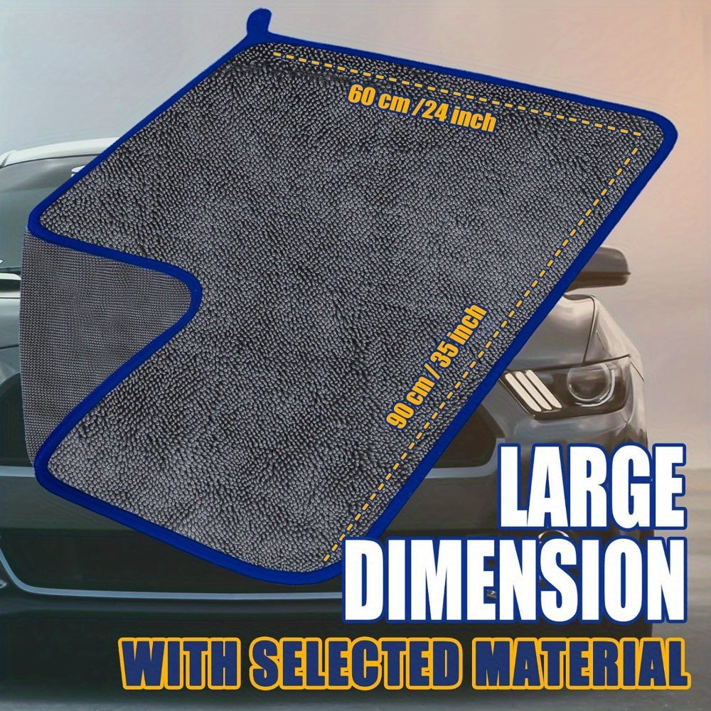 Large Blue Microfiber Car Wash Towel 60x90cm Seam Edge