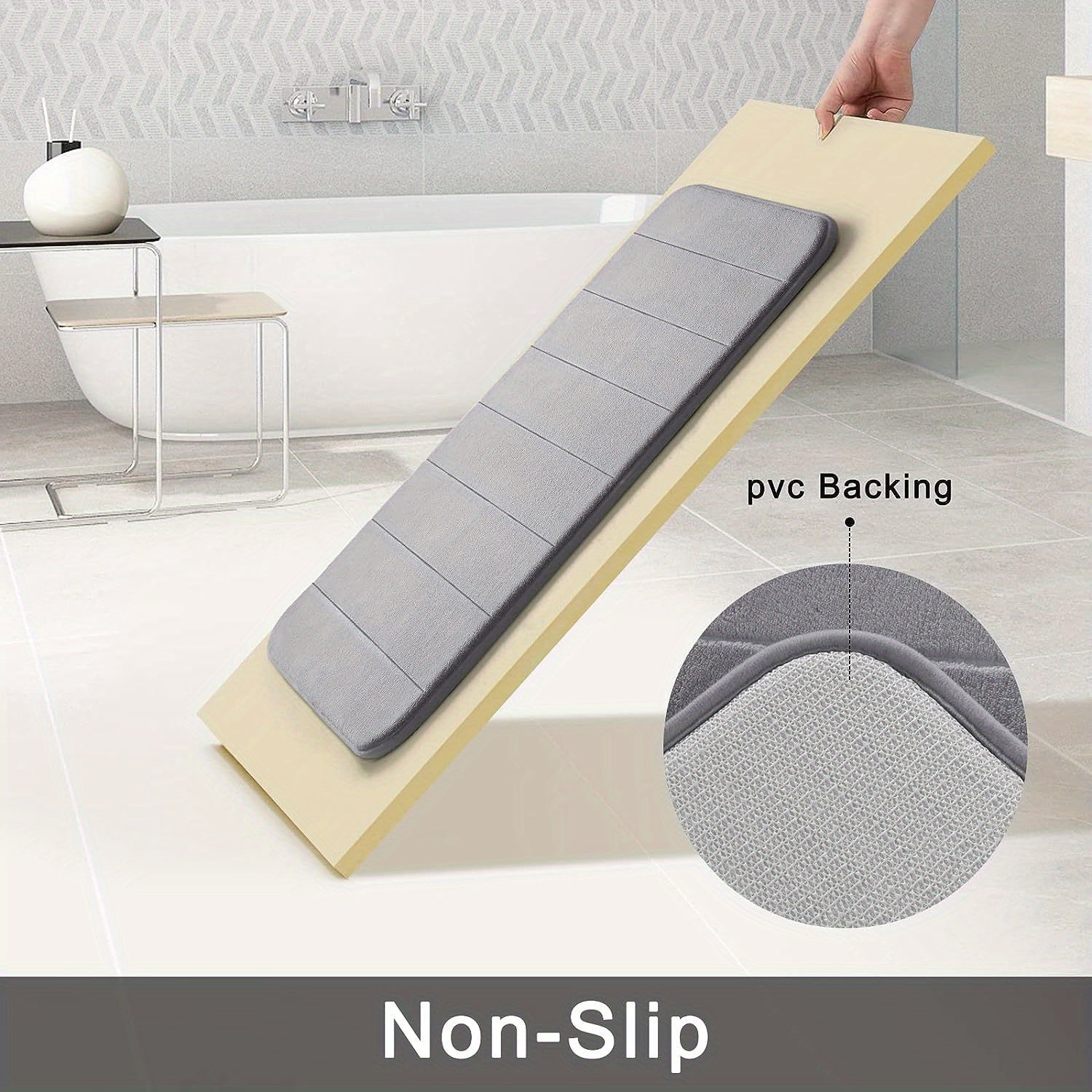 "Kvadratli chiziqli hammom matolari to'plami - 2 dona, hammom, yotoqxona, ofis va ochiq joylar uchun sirpanmaydigan g'ovak gilamlar, mashinada yuvish mumkin, polyester material, suvni singdiruvchi pol matolari"