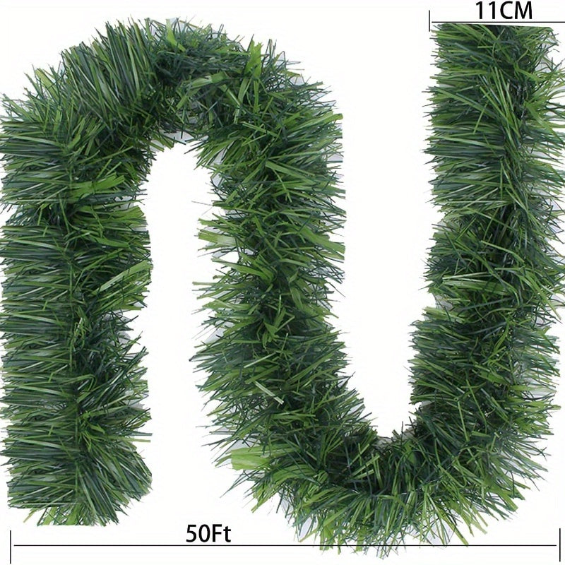 Holiday Garland 50 Feet Long Indoor Outdoor Christmas Decor Soft ABS Plastic Foliage