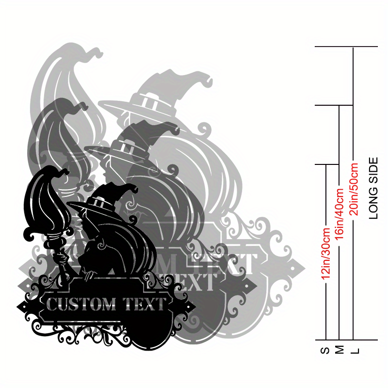 Maxsus metall eshik tutqichi Halloween bezaklari Qora sehrgar va mushuk silueti shaxsiylashtiriladigan tashqi bog' hovli san'ati