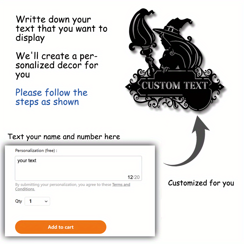 Maxsus metall eshik tutqichi Halloween bezaklari Qora sehrgar va mushuk silueti shaxsiylashtiriladigan tashqi bog' hovli san'ati