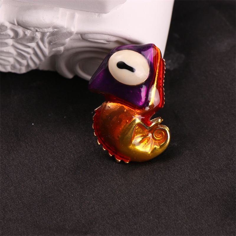 Enamel Chameleon Brooch with Floral Design for Dresses and Sweaters