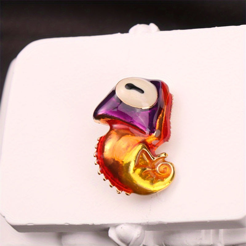 Enamel Chameleon Brooch with Floral Design for Dresses and Sweaters