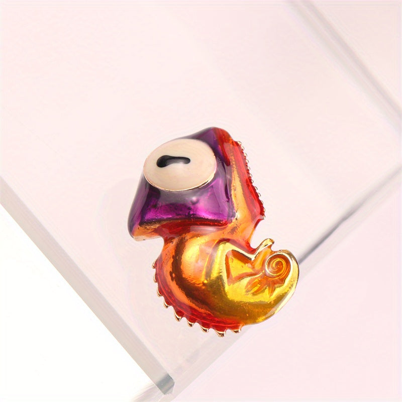 Enamel Chameleon Brooch with Floral Design for Dresses and Sweaters