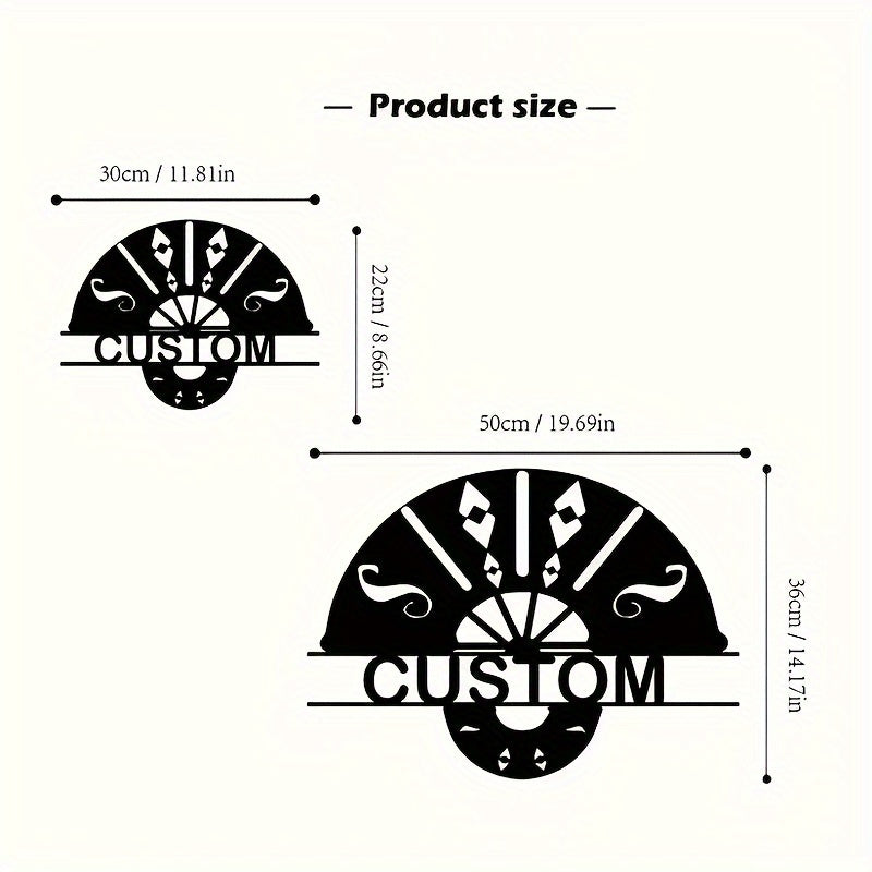 Black Metal Wall Art Fan-Shaped Decor Personalizable for Home or Gift