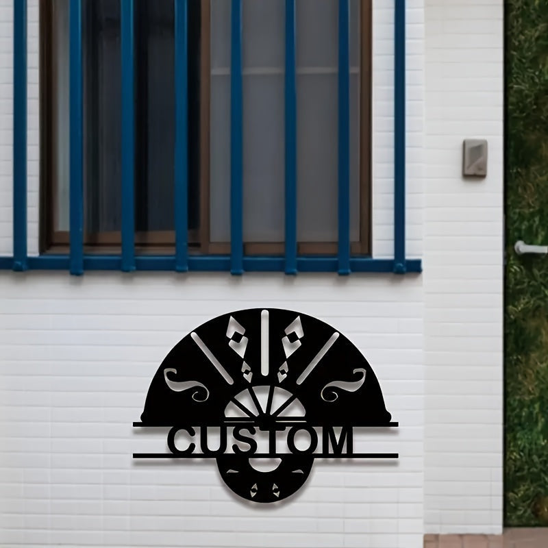 Black Metal Wall Art Fan-Shaped Decor Personalizable for Home or Gift