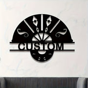 Black Metal Wall Art Fan-Shaped Decor Personalizable for Home or Gift