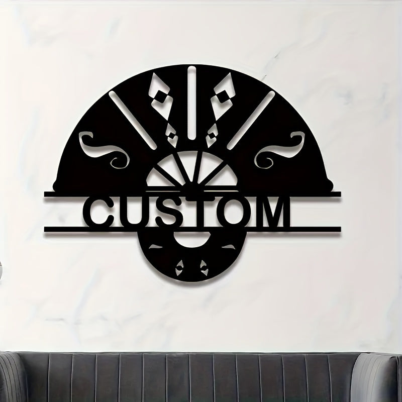 Black Metal Wall Art Fan-Shaped Decor Personalizable for Home or Gift