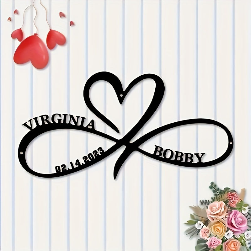 Shaxsiylashtirilgan yurak metall devor bezaklari, romantik sevgi ramzi, juftliklar uchun uy bezatish