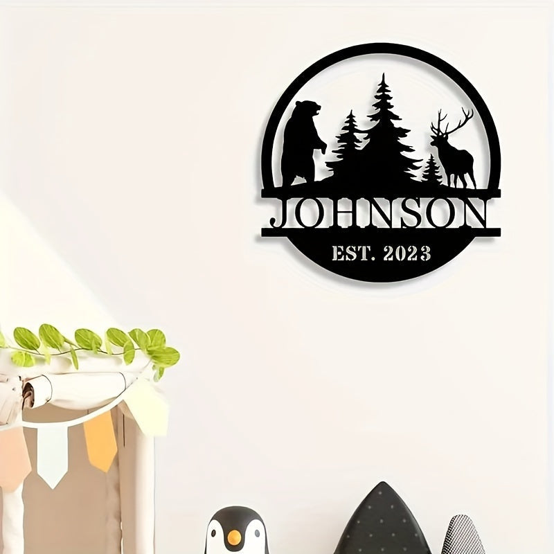 Personalized Deer and Bear Forest Metal Wall Art for Outdoor Decor and Gifts