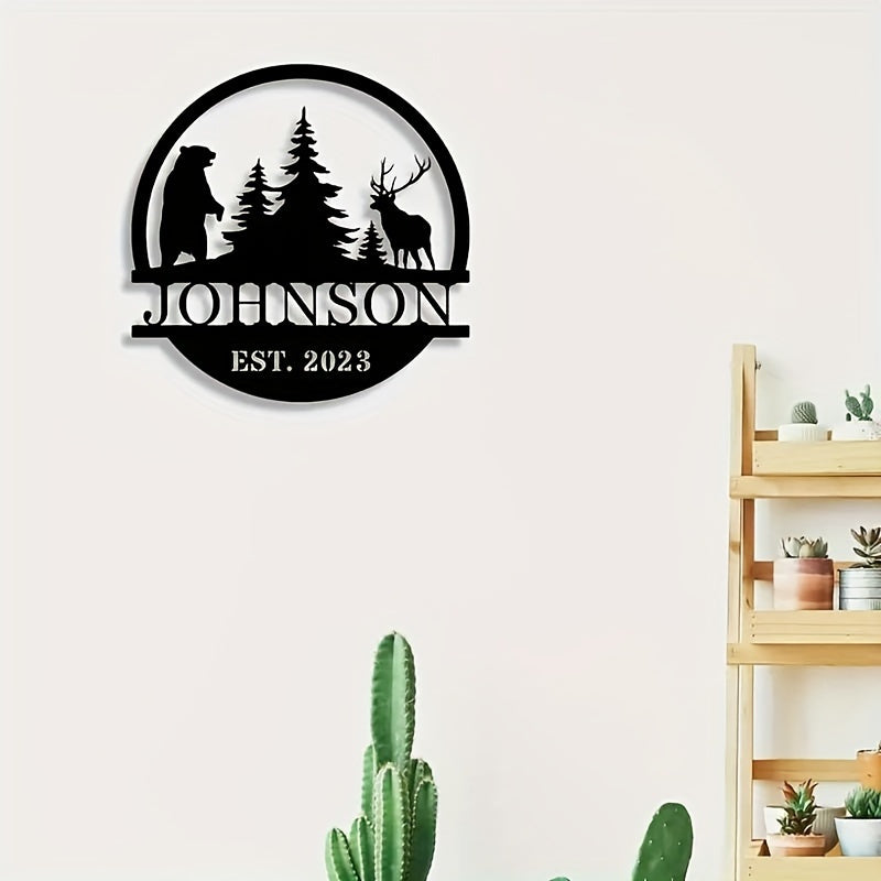Personalized Deer and Bear Forest Metal Wall Art for Outdoor Decor and Gifts