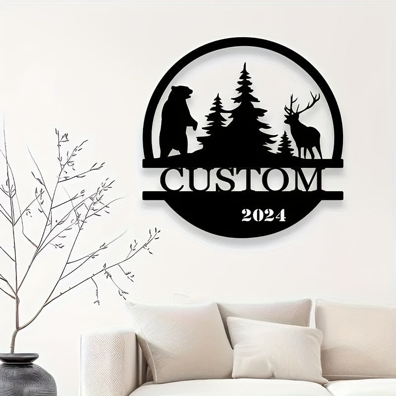 Personalized Deer and Bear Forest Metal Wall Art for Outdoor Decor and Gifts