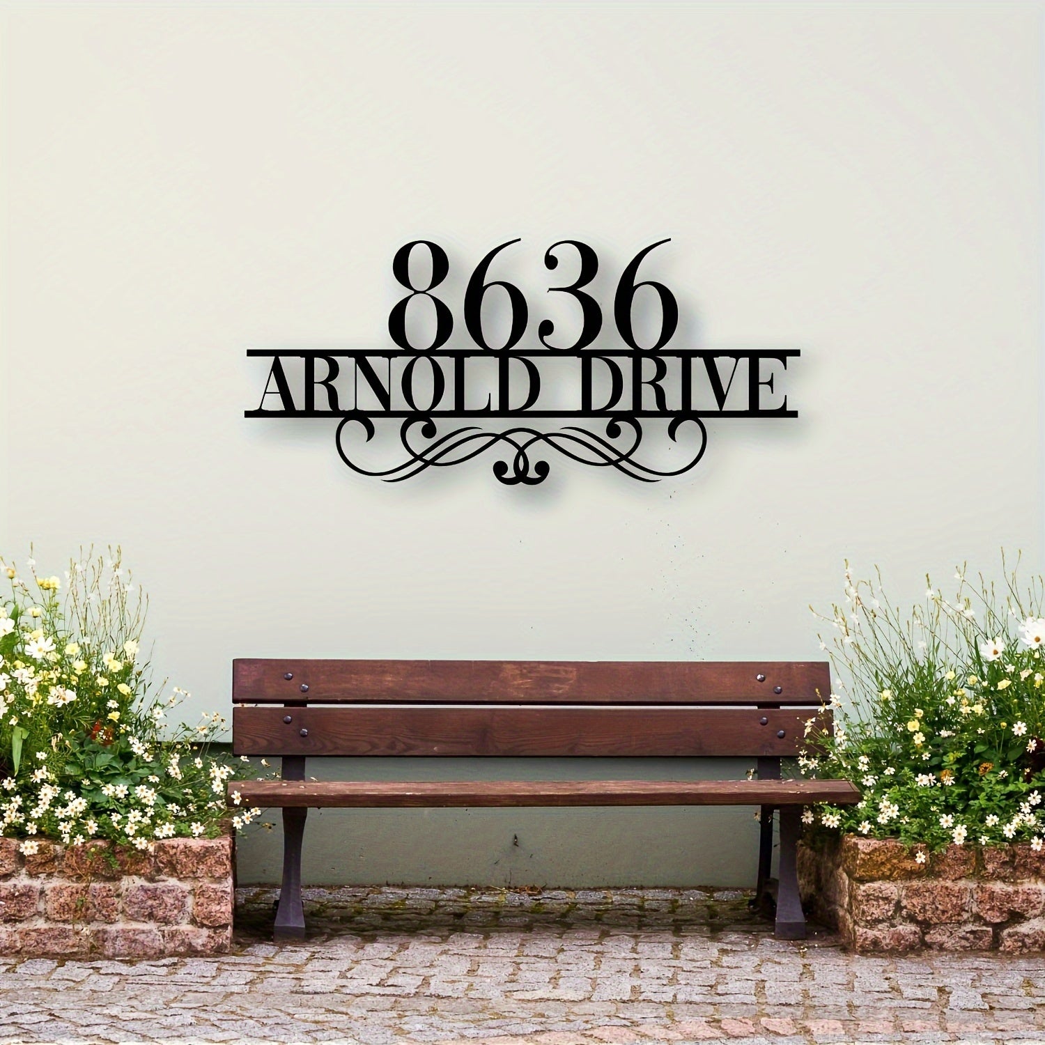 Custom Metal Address Sign Wall Art for Home Entrance with House Number and Street Name