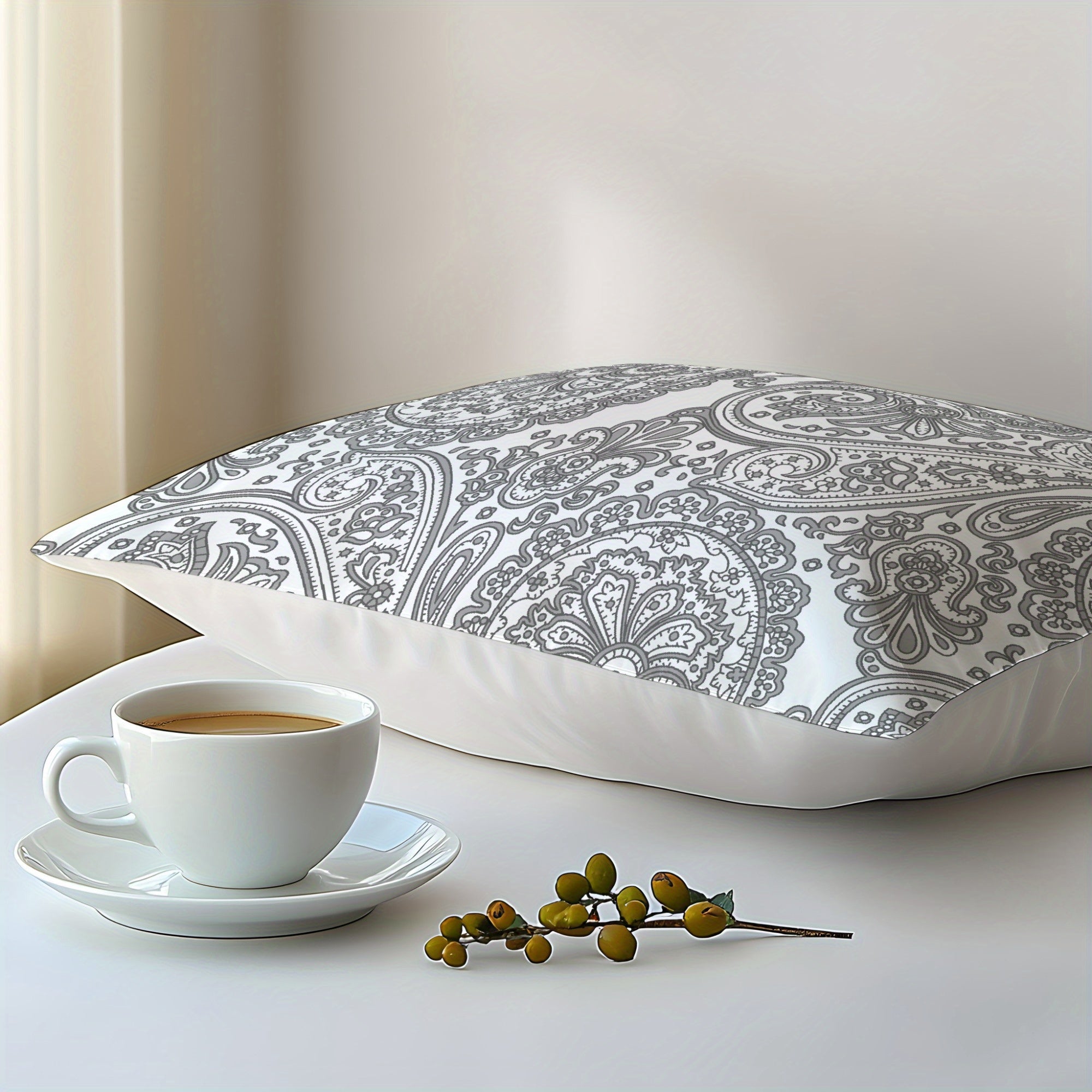 Cotton Pillowcase with Paisley Design 3D Print Soft Skin-Friendly for Bedroom Guest Hotel