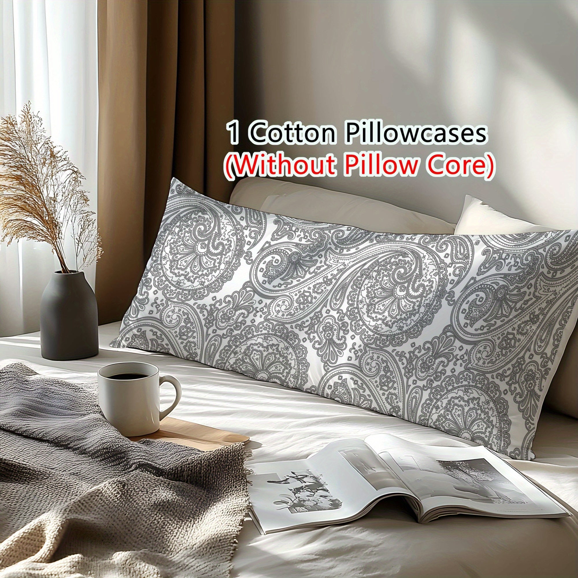 Cotton Pillowcase with Paisley Design 3D Print Soft Skin-Friendly for Bedroom Guest Hotel