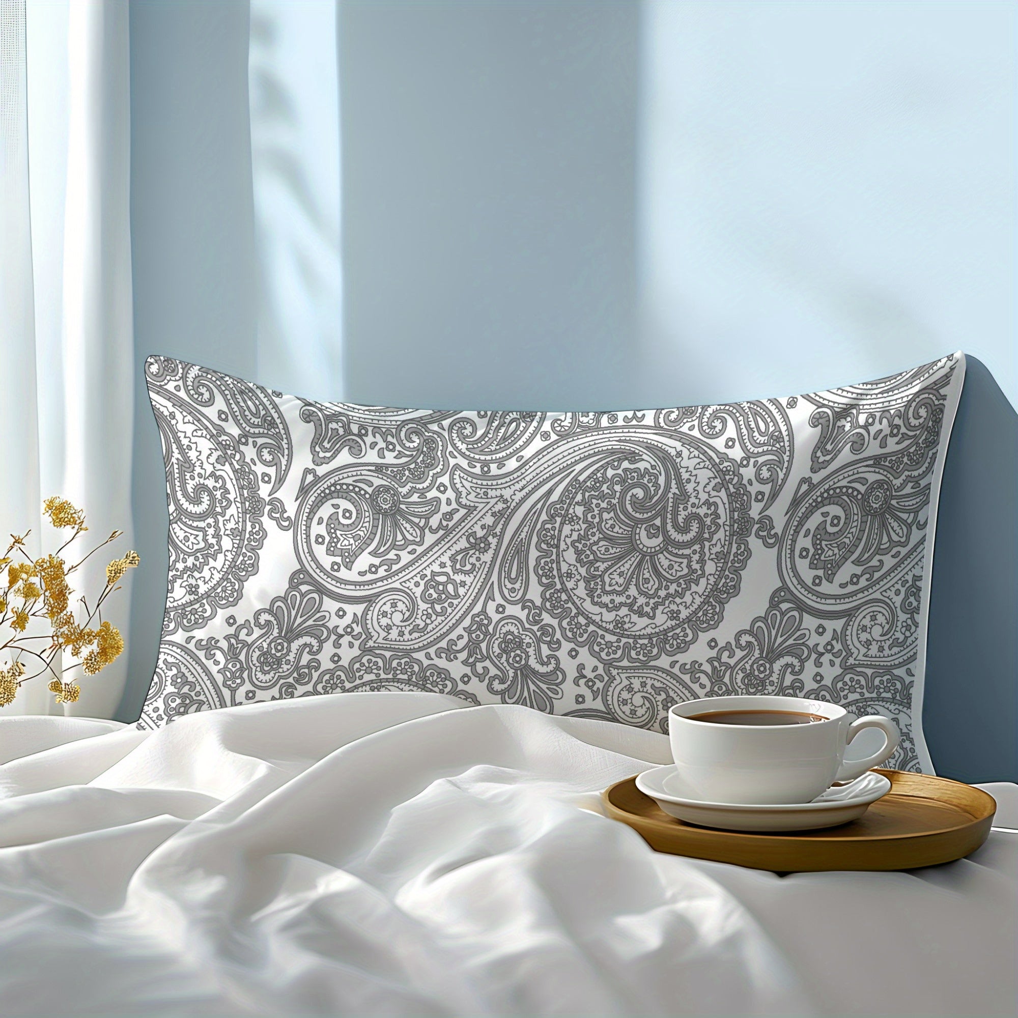 Cotton Pillowcase with Paisley Design 3D Print Soft Skin-Friendly for Bedroom Guest Hotel