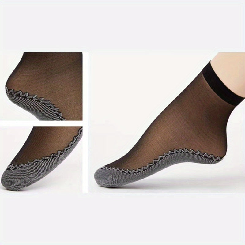 Women's Ankle Socks Pack of 4 Breathable Nylon Mesh Non-Slip Toe Protectors Solid Color