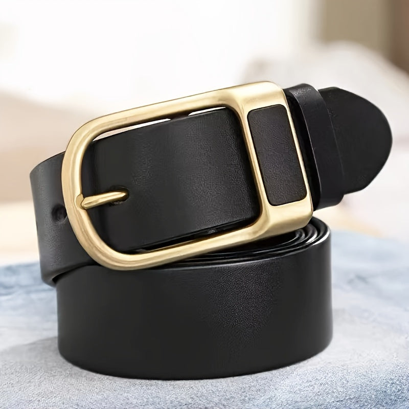 Men's Faux Leather Belt with Cowboy Pin Buckle for Jeans Retro Style