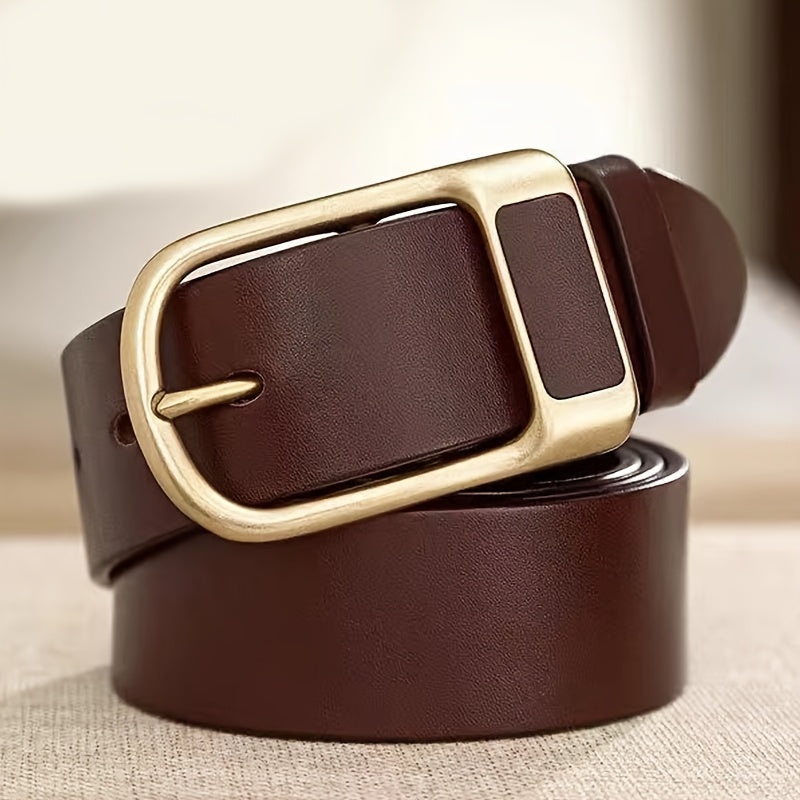 Men's Faux Leather Belt with Cowboy Pin Buckle for Jeans Retro Style
