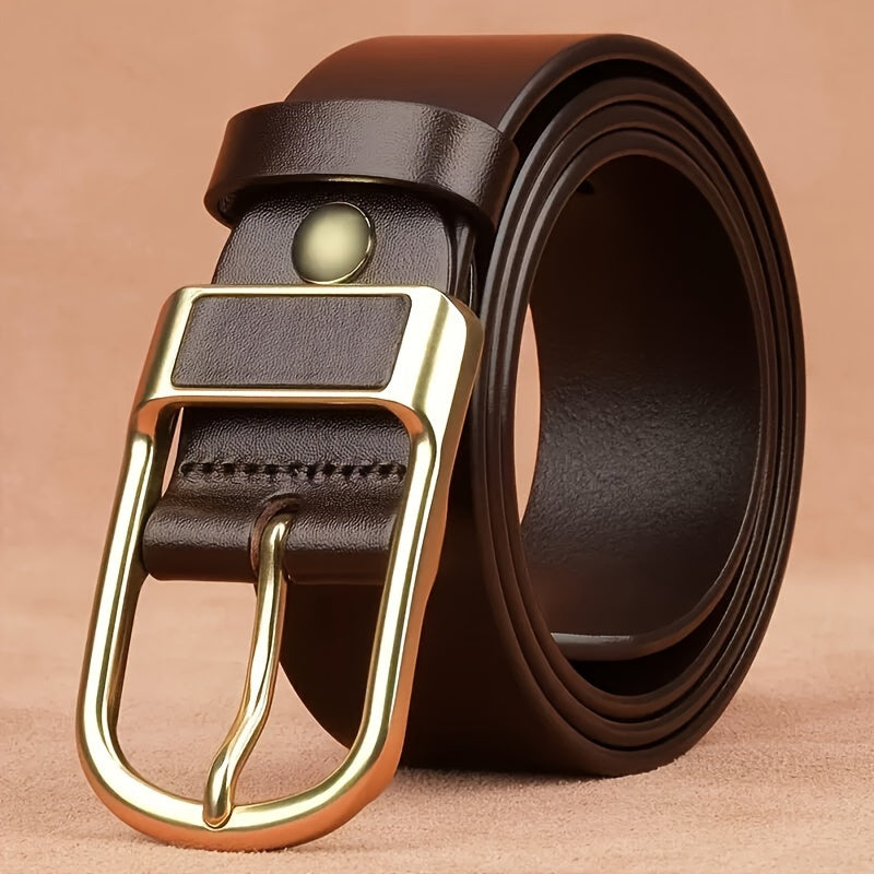 Men's Faux Leather Belt with Cowboy Pin Buckle for Jeans Retro Style