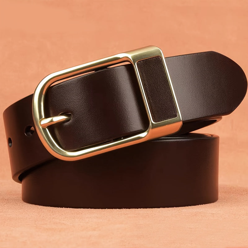 Men's Faux Leather Belt with Cowboy Pin Buckle for Jeans Retro Style