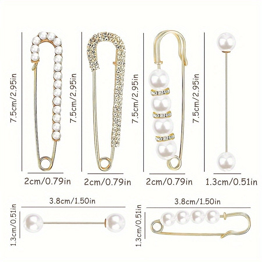 Set of 40 White Pearl Decorative Brooch Pins for Sweaters Shawls Hats and Collars with Double Pearl Safety Pins