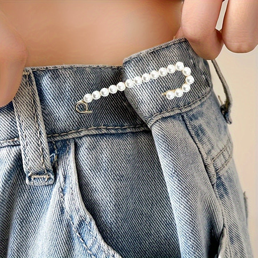 Set of 40 White Pearl Decorative Brooch Pins for Sweaters Shawls Hats and Collars with Double Pearl Safety Pins