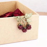 Pomegranate Raspberry Fruit Brooch for Wedding and Party Attire Silk Scarf Buckle Accessory