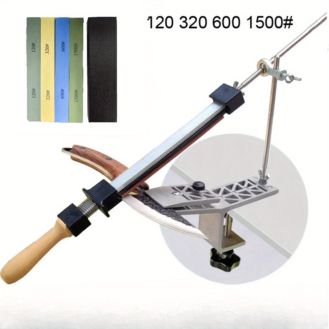 Не нужно электричества с этим профессиональным набором для заточки ножей, который включает фиксированный кронштейн, конструкцию из цинкового сплава, точильный камень и ручной инструмент для заточки домашних ножей.