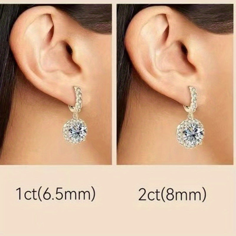 Elegant Moissanite Tashlangan Earinglar 1ct 2ct Vintage-ilhomlangan Zargarliklar To'ylar Bayramlar Partiyalar uchun