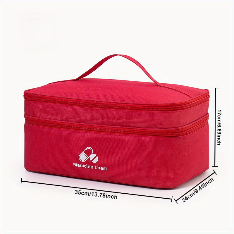 Red Polyester Zipper Pill Organizer for Travel and Home Storage