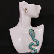 Snake Brooch with Rhinestones and Enamel, Elegant Jewelry Accessory