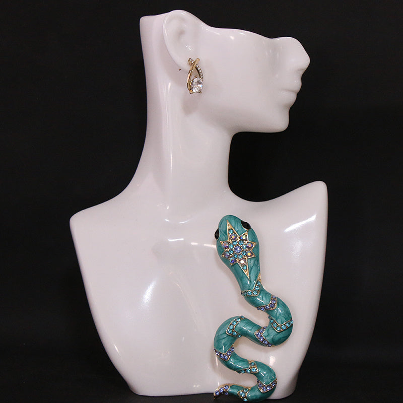 Snake Brooch with Rhinestones and Enamel, Elegant Jewelry Accessory