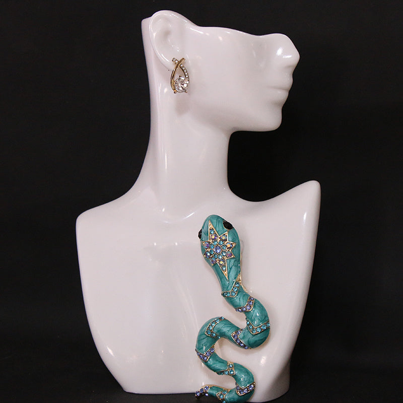 Snake Brooch with Rhinestones and Enamel, Elegant Jewelry Accessory