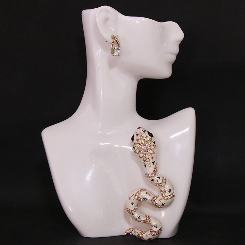 Snake Brooch with Rhinestones and Enamel, Elegant Jewelry Accessory