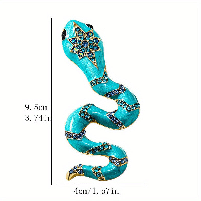 Snake Brooch with Rhinestones and Enamel, Elegant Jewelry Accessory