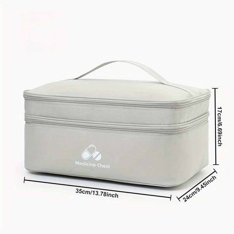 Red Polyester Zipper Pill Organizer for Travel and Home Storage