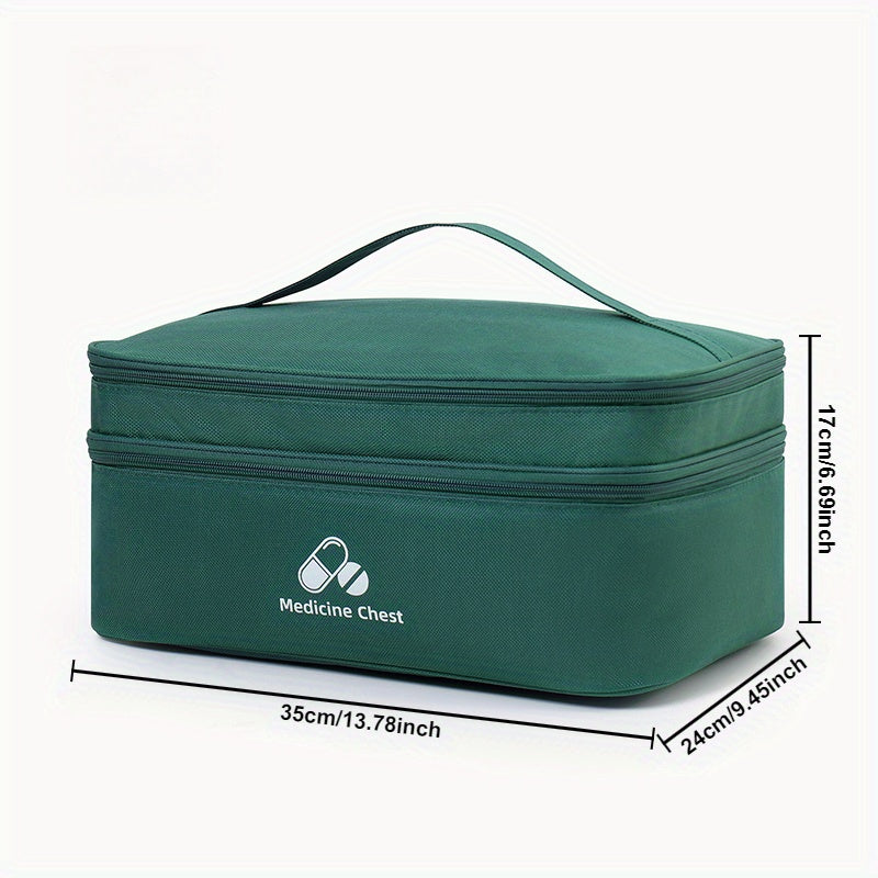 Red Polyester Zipper Pill Organizer for Travel and Home Storage