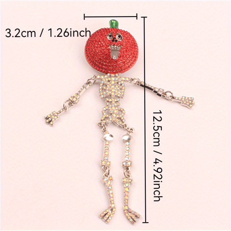 Elegant Rhinestone Pumpkin Skeleton Brooch Pin Irregular Shape Fashion Accessory for Parties and Daily Wear
