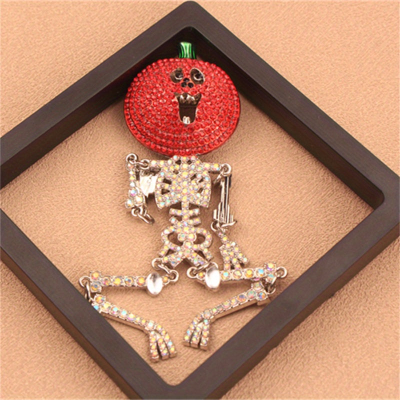 Elegant Rhinestone Pumpkin Skeleton Brooch Pin Irregular Shape Fashion Accessory for Parties and Daily Wear