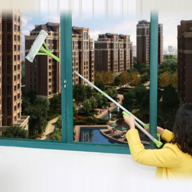 Extendable Telescopic Window Cleaning Brush with Plastic Sponge Mop for High-Rise Glass and Floor Dust