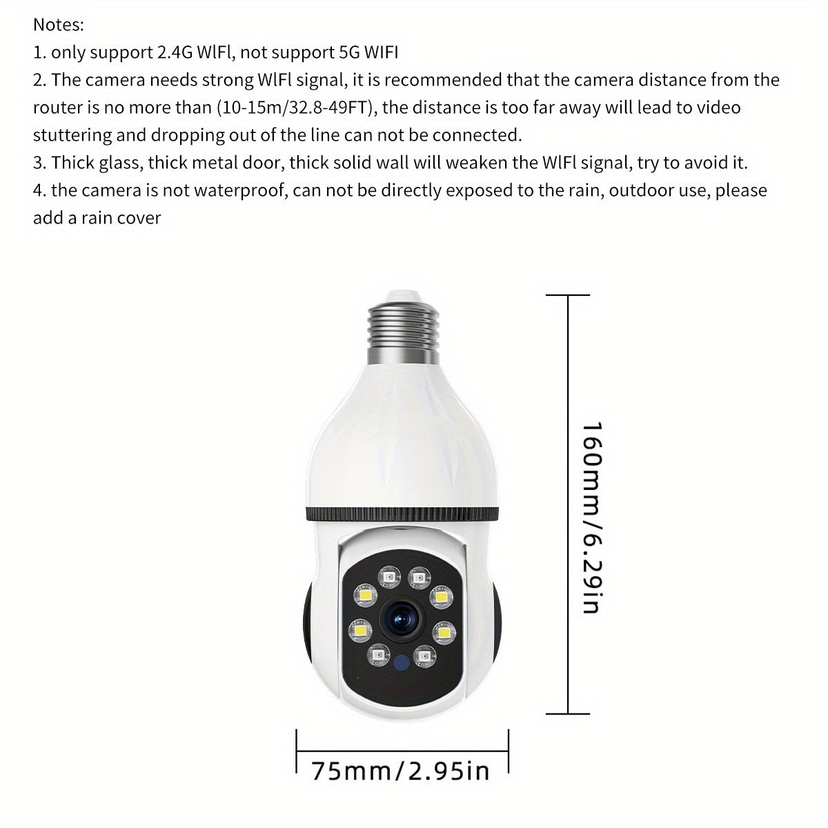 1080P HD лампа-камера E27 с ночным видением, обнаружением движения и WiFi