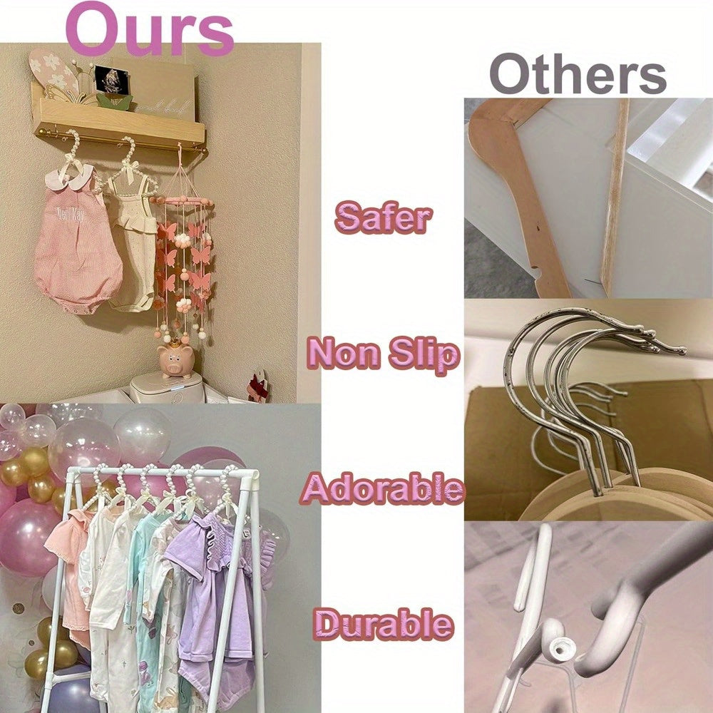 Faux Pearl Pet Clothes Hanger with Ribbon Bow for Small Dogs Cats and Dolls