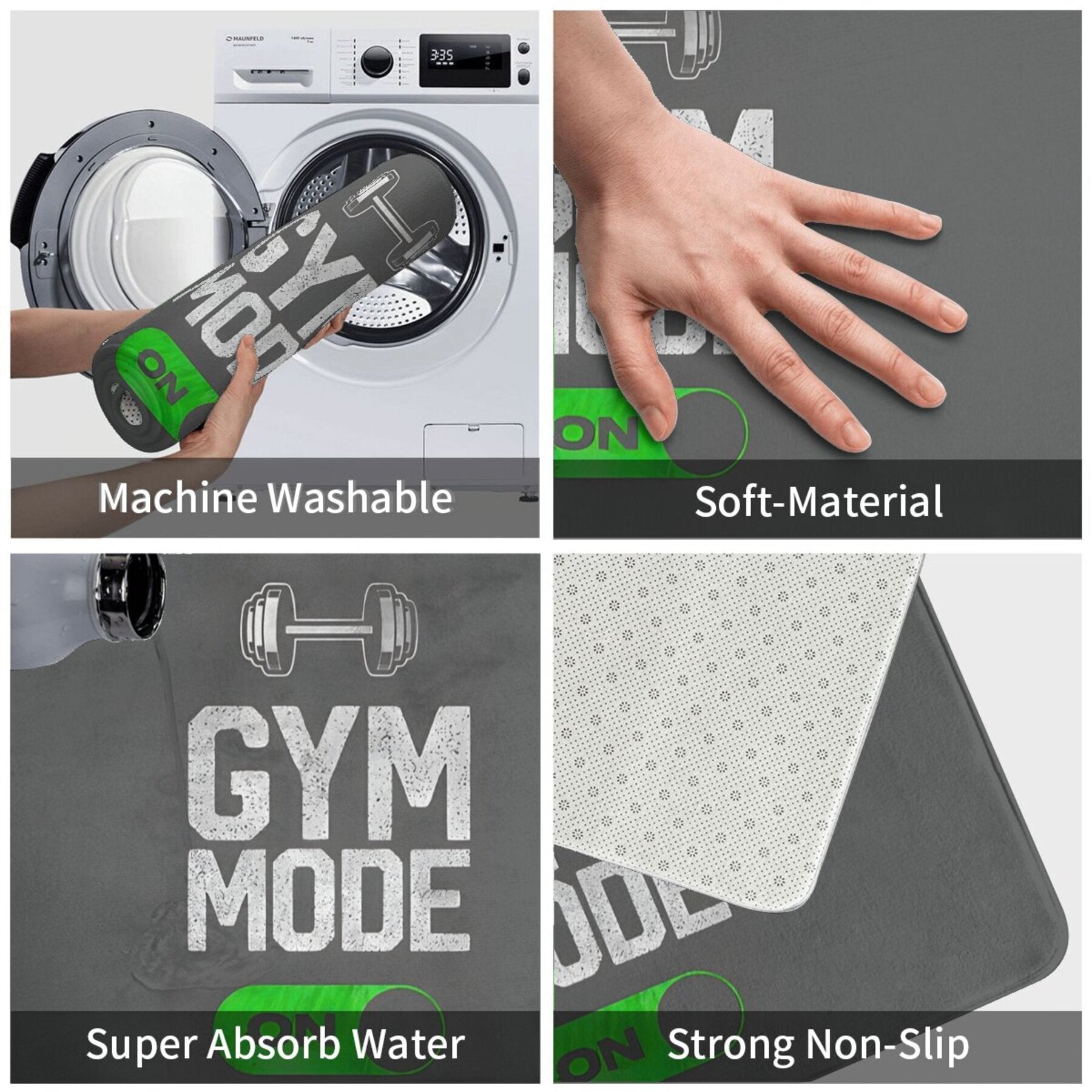 Polyester Doormat Non-Slip Backing Machine Washable Bathroom Kitchen Entrance Floor Mat